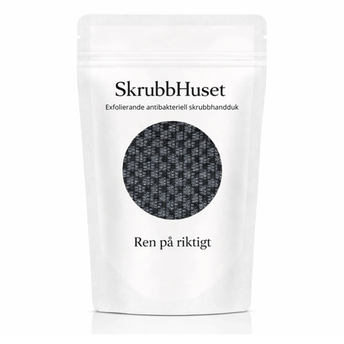Skrubbhuset exfolierande skrubbhandduk i svart – förpackning